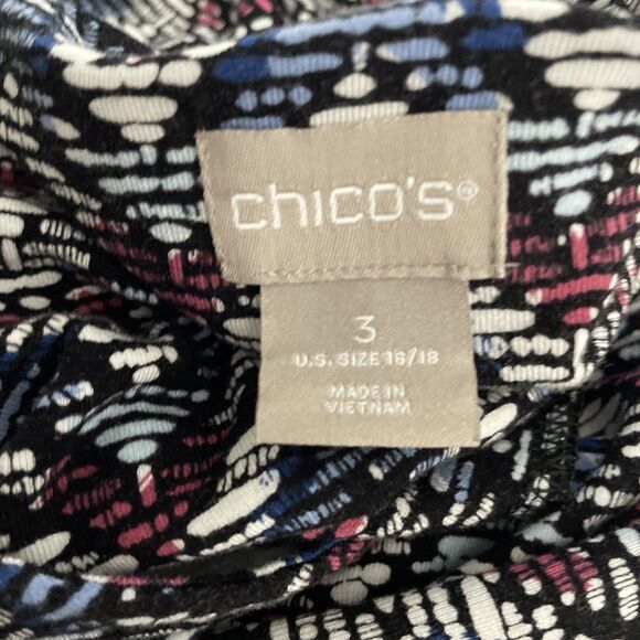Chico’s Women’s Dress 3 Slit Bell Sleeve Jersey Knit Chevron Print 16/18 - Picture 9 of 10